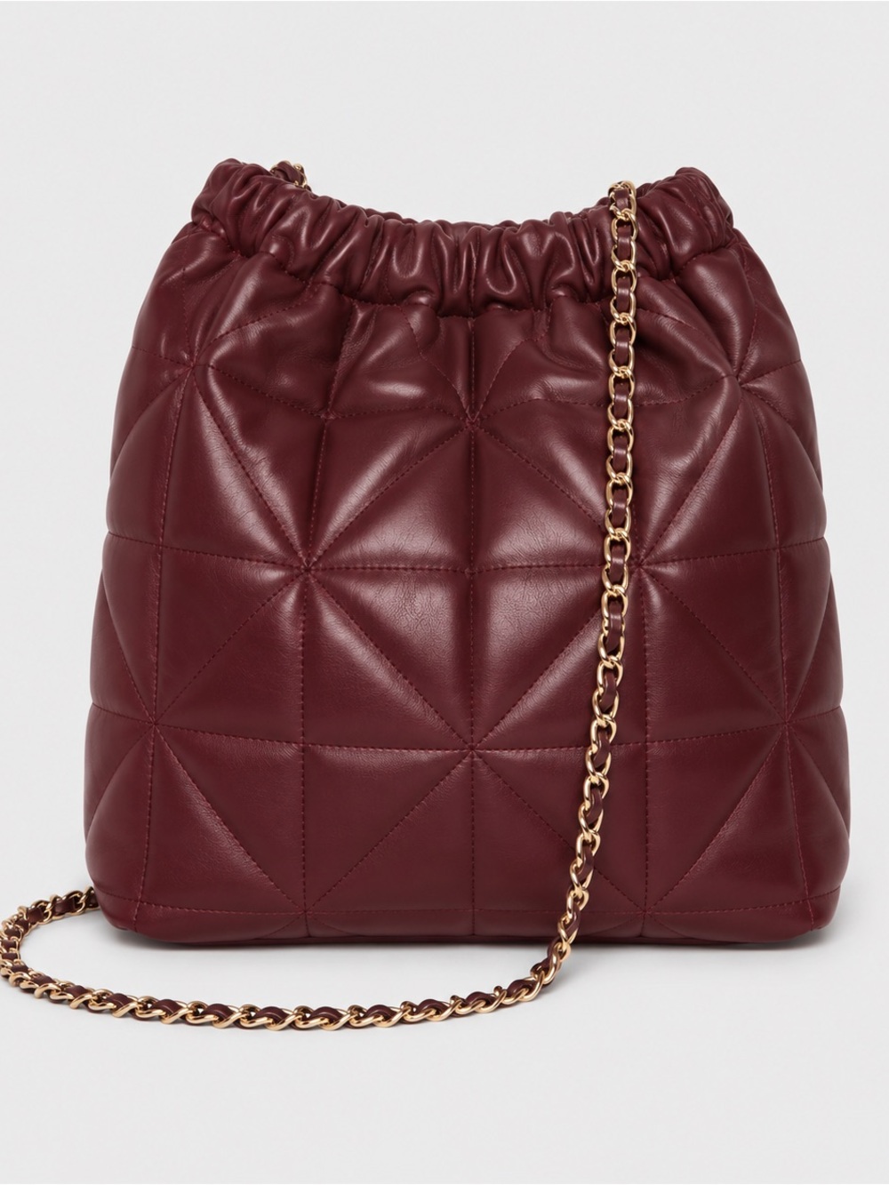 A New Day Rouched Chain Crossbody Bag Dark Red Burgundy Quilted Purse